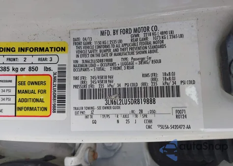 2013 Lincoln Mkz Hybrid z USA, uszkodzony, nr VIN 3LN6L2LU5DR819888